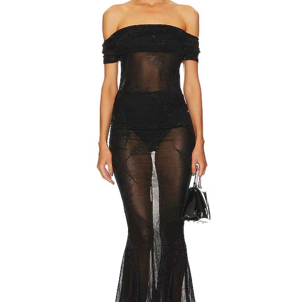 REVOLVE Black Off-Shoulder Maxi Dress